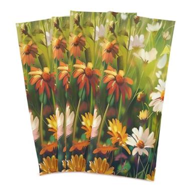 Imagem de xigua Conjunto de 6 panos de prato de cozinha de margaridas coloridas, macias e altamente absorventes de secagem rápida para limpeza de pratos e limpeza manual, 71 x 45 cm