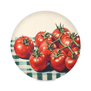 Imagem de STAYTOP Jogo americano vintage delicioso tomates redondos 6 peças, tapetes de mesa antiderrapantes fáceis de limpar para casa, cozinha, churrasco, festa, decoração de mesa