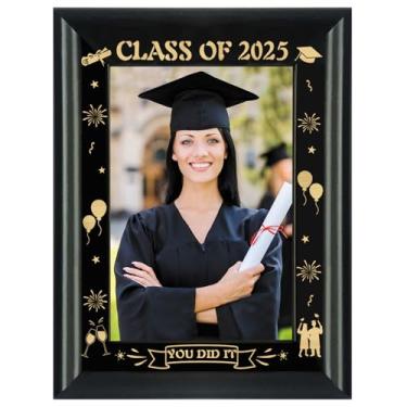 Imagem de HEYINSHEN Porta-retrato de formatura Class of 2025, presente para ela, moldura de madeira gravada natural, decorações de festa e presente de lembrança para graduados no ensino médio e faculdade