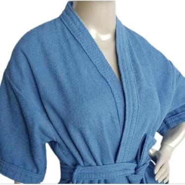 Imagem de Roupão de Banho Atoalhado Luxo 100% Algodão Unissex Manga Curta - Absorvente e Suave para Pós-Banho e Relaxamento Doméstico (Tamanhos P a GG) (Único (P ao M),Azul)