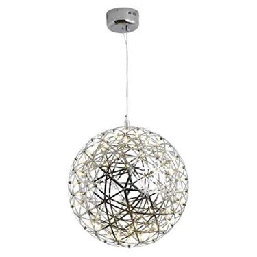 Imagem de Luminária pendente LED Spark Ball, estilo retrô, redonda, em aço inoxidável, 6500K, lustre com efeito fogos de artifício ajustável para cozinha, sala de jantar, sala de estar, quarto, bar ou
