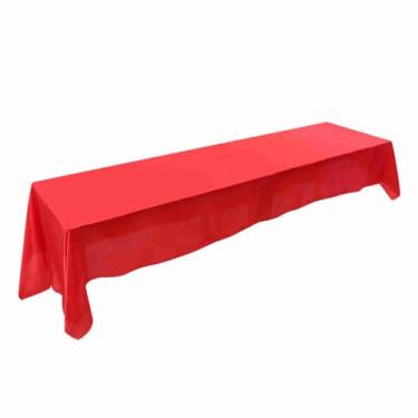 Imagem de Cosiki Toalha de Mesa Retangular 100% Poliéster Resistente a Rugas para Festa de Casamento Banquete 145x320cm (Vermelho)
