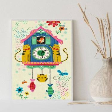 Imagem de Quadro Decorativo Infantil Relógio Cuco 33X24Cm - Com Vidro