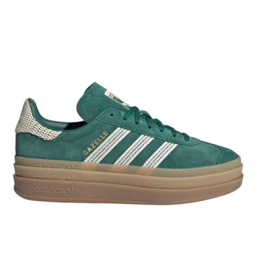 Imagem de adidas Tênis feminino Cgreen/Wonwhi/Goldmt Gazelle Bold W Collegiate greenWonder Branco/Dourado, Multi, 8.5 Wide
