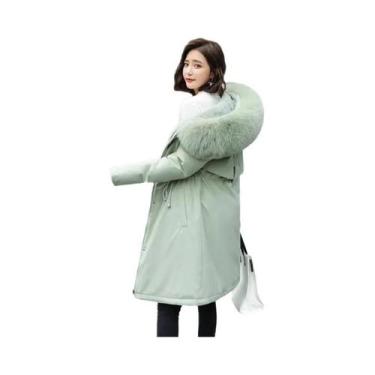 Imagem de Jaqueta Parka Feminina De Inverno Com Capuz, Forro De Lã, Gola De Pele