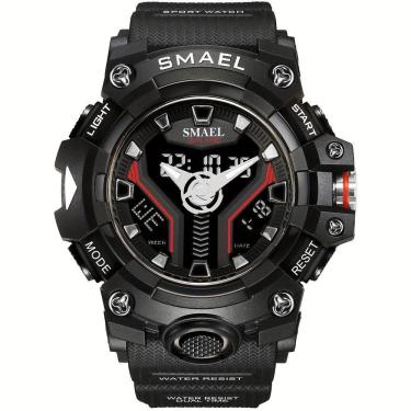 Imagem de Relógio Esportivo Masculino Digital Dual Display Mostrador Luminoso À Prova Da Água Preto