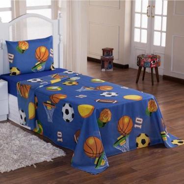 Imagem de Jogo De Cama Lençol Solteiro Infantil 3 Pecas - Futebol