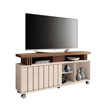 Imagem de Rack Para Sala Bancada De Tv 70 Pol 136cm Sora 1.3 Off White/castanho H01 - D'rossi