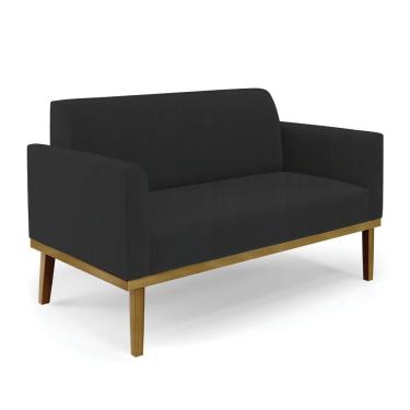 Imagem de Sofá Namoradeira Base De Madeira Fixa Castanho Marisa Veludo D03 - D?rossi Cor Preto