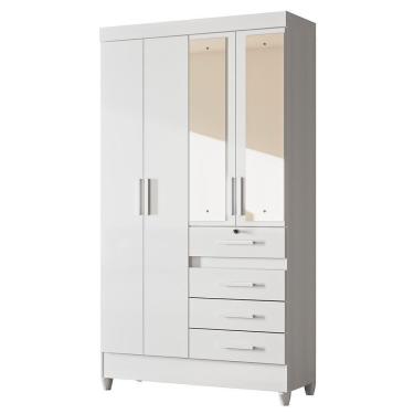 Imagem de Guarda Roupa Solteiro Sobral 4 Portas E 4 Gavetas Flex Branco Com Espelho Moval Branco