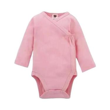 Imagem de Macacão De Algodão Branco Para Bebês Com Manga Longa, Abertura Lateral