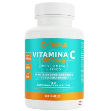 Imagem de C-TRIPLE VITAMINA C 500MG + ZINCO + VITAMINA D 30 COMPRIMIDOS - DIVINA PHARMA-Unissex