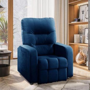 Imagem de Poltrona Reclinavel Do Papai Maldivas Tecido Suede Azul - Star Confort
