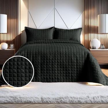 Imagem de Kit Cobre Leito 400 Fios Colcha Solteiro 2 Peças Bordado Dupla Face Po