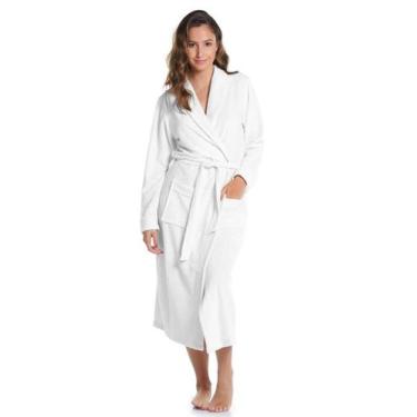 Imagem de Roupão Feminino Atoalhado Longo - Sogni Belli, P, Branco
