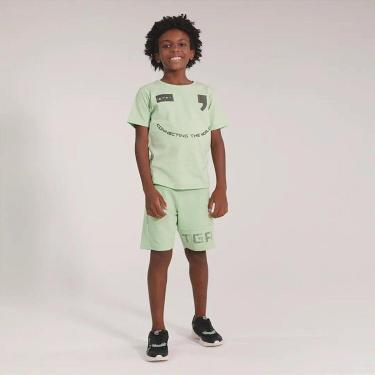 Imagem de Conjunto Curto Tigor T Tigre Camiseta Bermuda Fun C1 Verde-Masculino