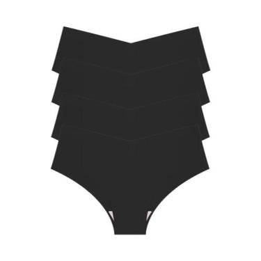 Imagem de Calcinhas Femininas De Seda Gelada Sem Costura Com Cintura Em V, Kit C