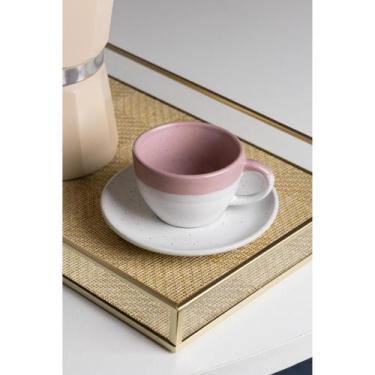 Imagem de 4 Xícaras de Café com Pires Ombré Wolff 85ml Rosa Cerâmica