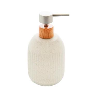 Imagem de Porta Sabonete Líquido Lyor Lines de Cerâmica Branco