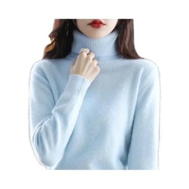 Imagem de Suéter De Cashmere Com Gola Alta Em Plush De Mink Para Mulheres Outono