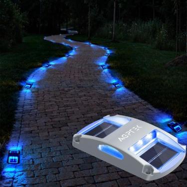 Imagem de Luzes solares de garagem AGPTEK, pacote com 20 lâmpadas azuis impermeá