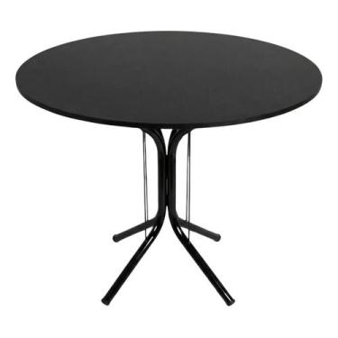 Imagem de Mesa Jantar 80cm Redonda Preta Base Isa Metálica Escrivaninha Sala Est