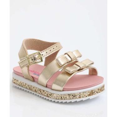 Imagem de Sandália Infantil Laço Glitter Molekinha Dourado-00094, Dourado, 21