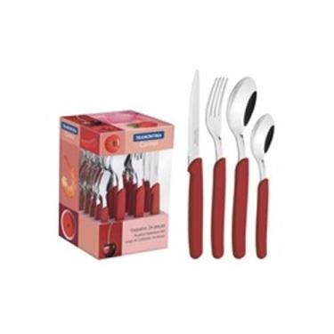 Imagem de Conjunto de Talheres Tramontina Carmel Vermelho 24 Peças, Carmin Médio