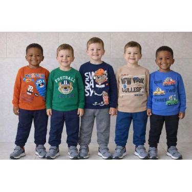 Imagem de Kit 5 Conjuntos Moletom Infantil Inverno Menino Sem Capuz120 - Fashion