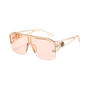 Imagem de Óculos De Sol Unissex Oversized Quadrados De Moda UV400 Com Lentes Gra