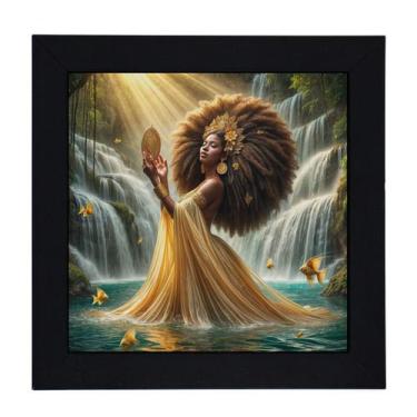 Imagem de Quadro Orixá Oxum Moldura Preta 18 x 18 cm - Lua Mística - 100% Origin