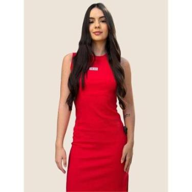 Imagem de Vestido Feminino Canelado Midi Com Detalhe Em Logo Colcci-Feminino