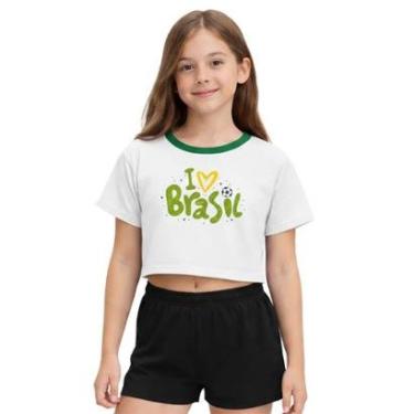 Imagem de Camiseta Cropped Juvenil Look Jeans I Love Brasil-Feminino