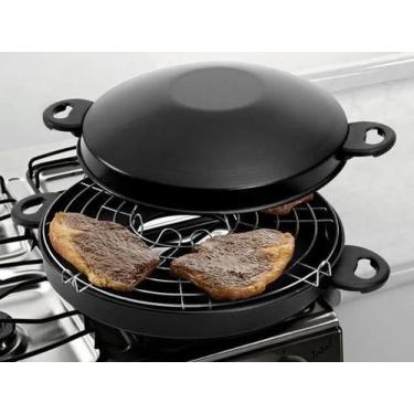 Imagem de Churrasqueira grill alumínio 30cm antiaderente grafite panelux magnifi