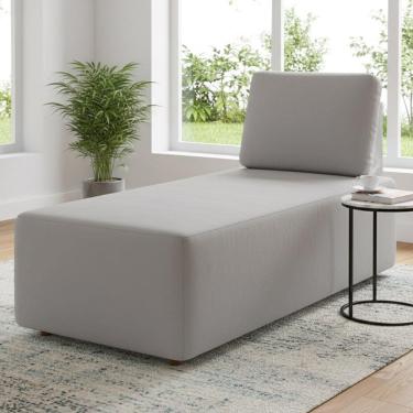 Imagem de Sofá Chaise Modular 74cm Sala de Estar Rovier Veludo Cinza Z32 - Mpozenato