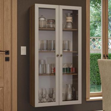 Imagem de Cristaleira Suspensa 70 cm 2 Portas de Vidro Rustic/Crema Vik Madesa