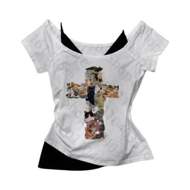Imagem de Top Camisole Com Estampa Gráfica Vintage Gótica Punk Y2K, Crop Tank Gr