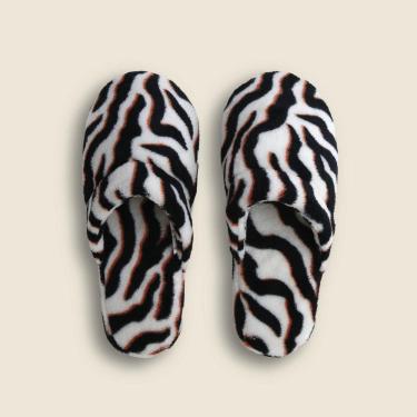Imagem de Pantufa Zebra Microfibra Preto e Branco 37x38 - A\CASA