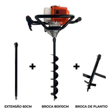 Imagem de Perfurador de Solo a Gasolina 52cc 2,5HP com Broca 80x10cm, Broca de P