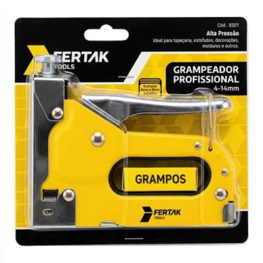 Imagem de Grampeador Tapeceiro Alta Pressão Profissional Manual Com 100 Grampos 