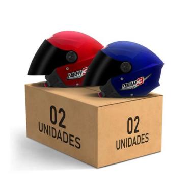 Imagem de Kit 2 Capacetes New Liberty 3 Aberto Viseira Fumê Pro Tork Masculino F