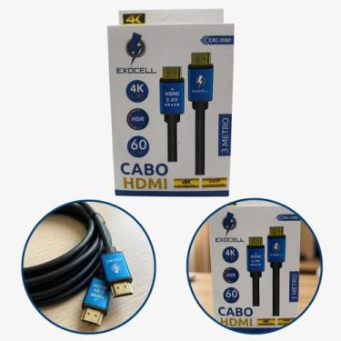 Imagem de Cabo Hdmi 3m Metros Preto Premium 4k Gold 3d Full - JMD Imports