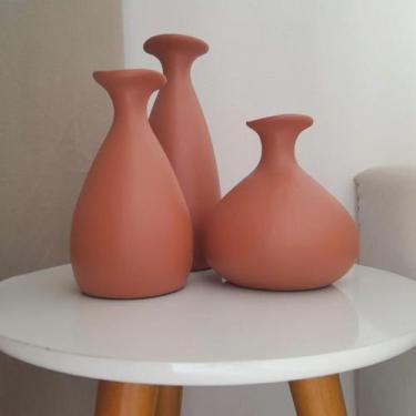 Imagem de Trio de vaso garrafa Porto de ceramica enfeite decoração casa rack mes