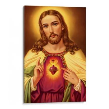 Imagem de Quadro decorativo Sagrado Coração de Jesus em Luz Eterna - Art Canvas,