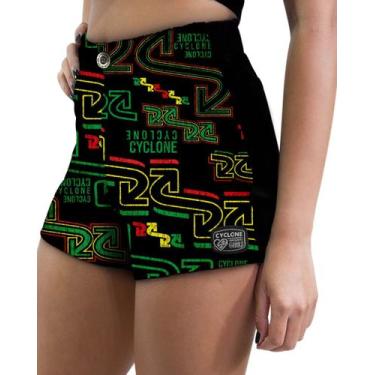 Imagem de (LANÇAMENTO) Short Feminino Cyclone Veludo Logo Jamaican Light, Preto,