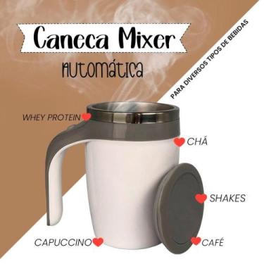 Imagem de Caneca Mixer Automática 380ml Aço Inox Elétrica para Café Shakes Bebid