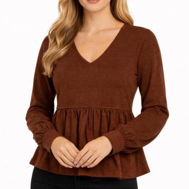 Imagem de Blusa Lecimar Recife Babado REF:1704116, Marrom, M