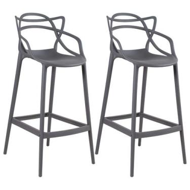 Imagem de Kit 2 Banquetas Laráz Master Allegra 76 cm - Cinza escuro - Laraz