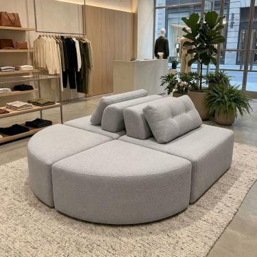 Imagem de Sofá Modular Cielo 4 Lugares Design Orgânico Moderno 204cm Bouclê Cinza Claro - Montana...