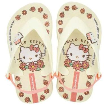 Imagem de Chinelo Ipanema Grendene Kids Hello Kitty Elastico Classica, 22, Bege 